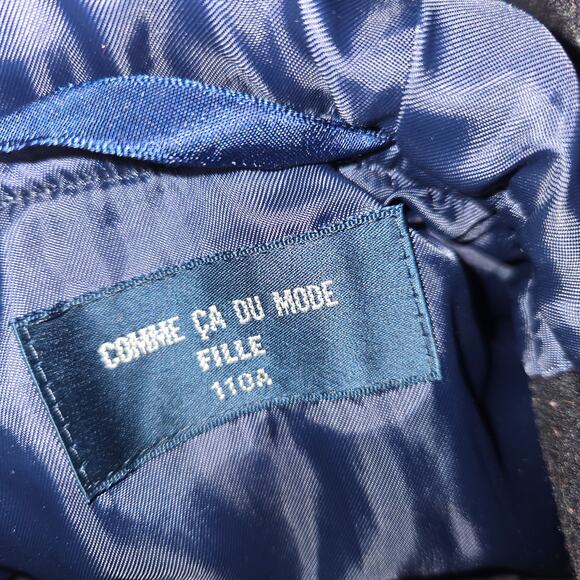 Comme Ca Du Mode Fille Wool Coat Kids 110A 4-5T Navy Hood Toggle Jacket Morandi - Picture 2 of 12